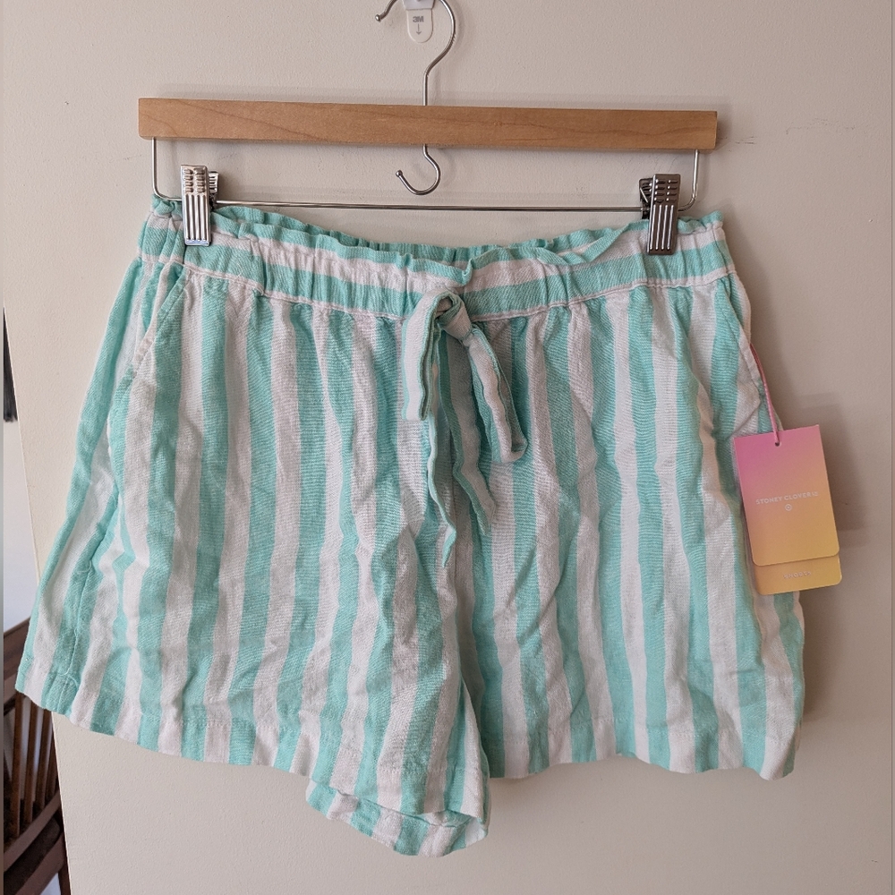 NWT White And Green Striped Shorts
